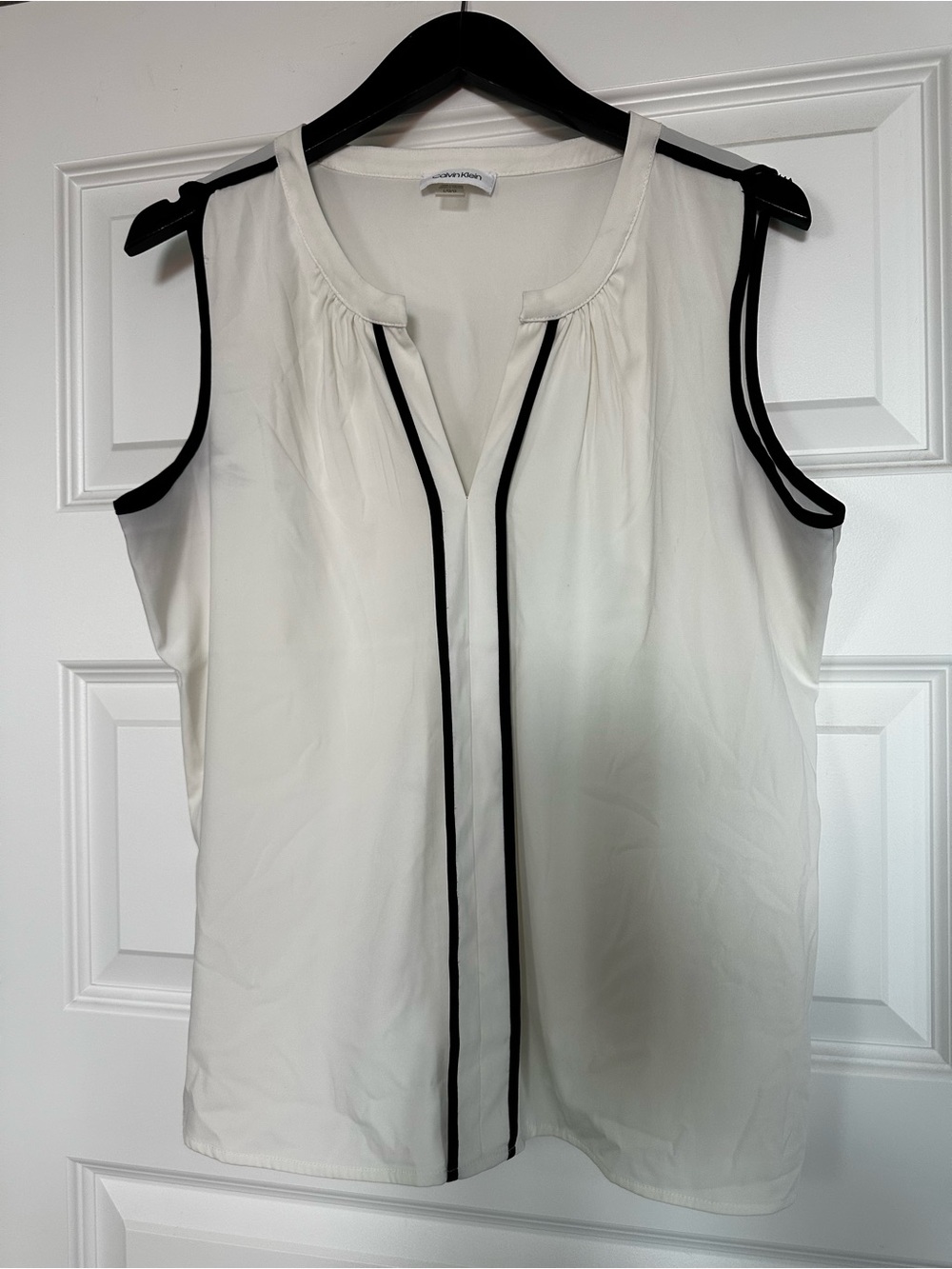 Calvin Klein White Sleeveless Camisole with Black Trim